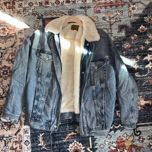 Denim Jacket with White Sherpa Lining
